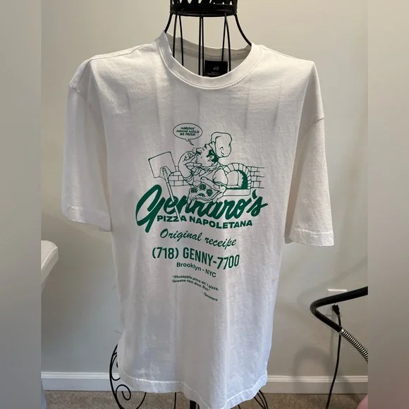 H&M White Graphic Short Sleeve Men XS - C7 - Picture 1 of 2